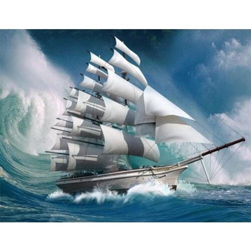 Sailing Ship DIY 5D Diamond Painting Full Square/Round Mosaic 3D Embroidery Christmas Art Pictures Wall Decor Sticker Gift CV593