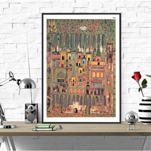 Ottoman Map Print Colorful Canvas Painting Picture Vintage Matrakci Nasuh Cartography Wall Art Poster For Living Room Home Decor