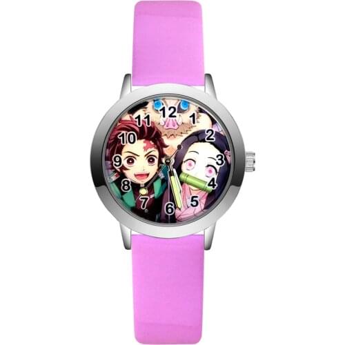 Fashion Cartoon Anime Character Style Children Kids Student Girls Boys Quartz Leather Wrist Watches JA235