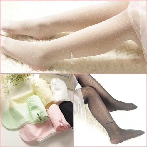 Summer Thin Children Girls Tights Ballet Dance Bow Baby Girls Stockings Transparent Kids Candy Color Pantyhose for Girls