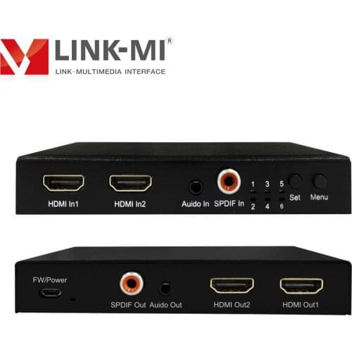 LINK-MI 4K HDMI 1x2 Splitter 2x1 Switch with Analog SPDIF Audio Extractio Support 4K@60Hz 3D HDR EDID Management and Downsaler