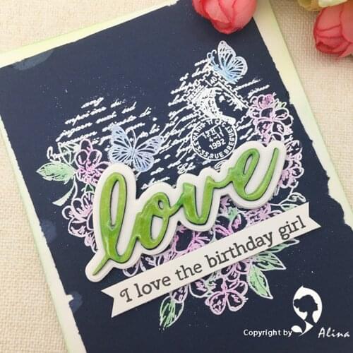 AlinaCraft METAL CUTTING DIES 2pc word love outline shadow letter Scrapbook paper craft card album emboss punch stencil cutter