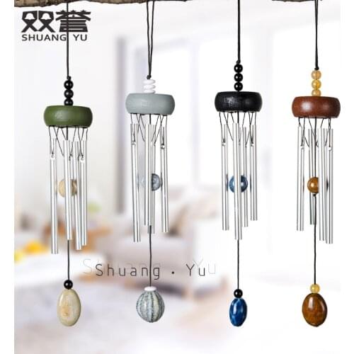 Mini solid wood solid aluminum rod metal wind chime small fresh Home Decoration pendant door decoration car wind chime