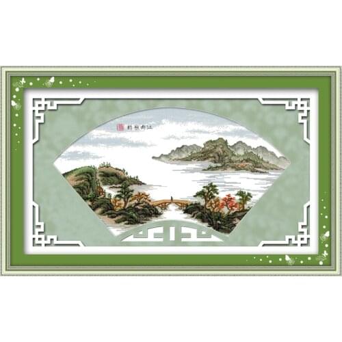 Autumn of Changjiang River cross stitch kit 14ct 11ct count printed canvas stitching embroidery DIY handmade needlework