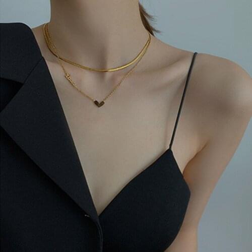 Custom Name heart pendent Necklace 3mm Snake Chain Choker Stainless Steel Two layer nameplate necklace chocker For Women Gifts