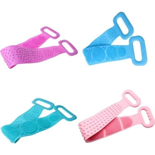 2021 New Silicone Back Scrubber Towel Bath Body Brush Belt Double Sided Massage Strap