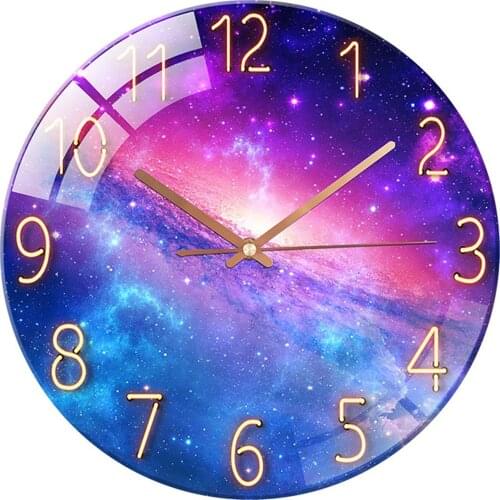 30cm Modern Design Wall Clock Dial Bedroom Decor Glass Luxury Starry Meteor Landscape Clocks Home Decor Mute Movement Klok Pared
