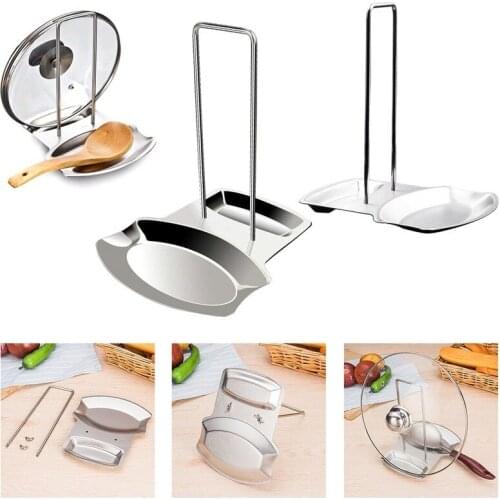 Stainless Steel Pan Pot Cover Lid Rack Stand Spoon Holder Stove Organizer Home Storage Soup Spoon Rests Kitchen Tools