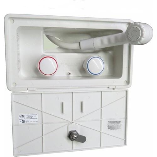 TOPWELLRV RV Camper Van Accessories External Shower Box Hot Cold Switch Shower Boxes With Lock And Key