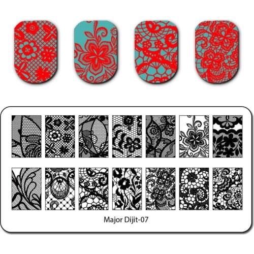 Major Dijit 1pcs 3D Lace Flower Manicure12.5*6.5cm nail stamping plates Image Disc Transfer Print Template DIY nail