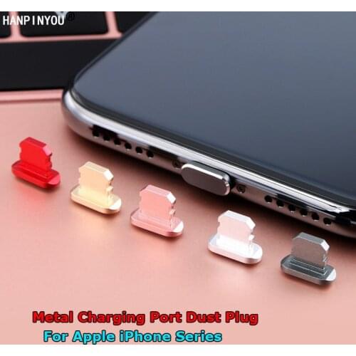 Universal For iPhone 12 MINI SE X XR 11 Pro Max Dustproof Aluminium Alloy Metal Anti -Dust Charging Port Dust Plug Stopper Cap