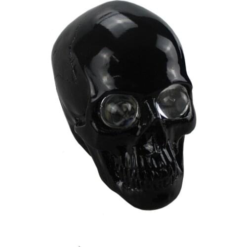 Universal Glossy Black Skull LED Headlight Lamp Motorcycle Accessories Handmade Head Light For Honda Cafe Racer Chopper Touring