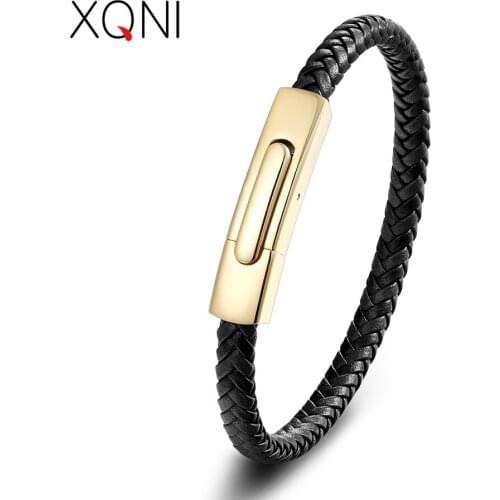 XQNI New Design 2018 Simple Pressure Button with 4 Color Choices Braceletes Stainless Steel New Year Birthday Gift Free Shipping