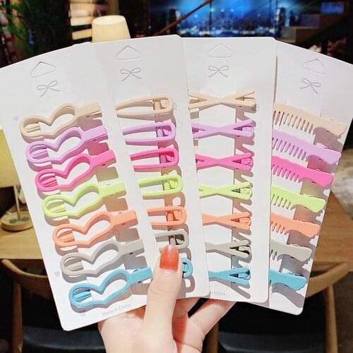 7PCS/Set New Girls Cute Colorful Crown Heart Geometric Alloy Hairpins Sweet Hair Clip Headband Barrette Fashion Hair Accessories