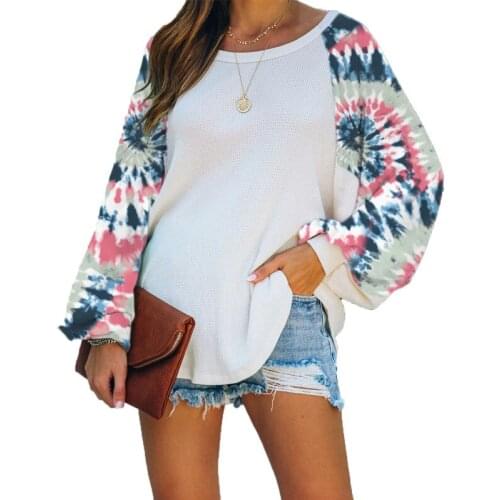 Autumn Winter Hoodies Women 2020 Tie-Dye Print Patchwork O Neck Bat Long Sleeve Tops Fashion Casual Loose Plus Size Sweatshirts