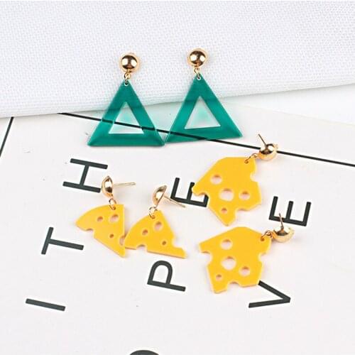 New Design Korean Japan Cheese Acrylic Drop Earrings For Women Jewelry Gift Geometric Triangle Acetic Acid Dangle Earrings