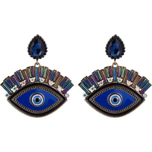 Pauli Manfi 2019 New Fashion Personality Simple Punk Woman Earrings Gift Metal Glass Multicolor Fashion Jewelry Eye Earrings