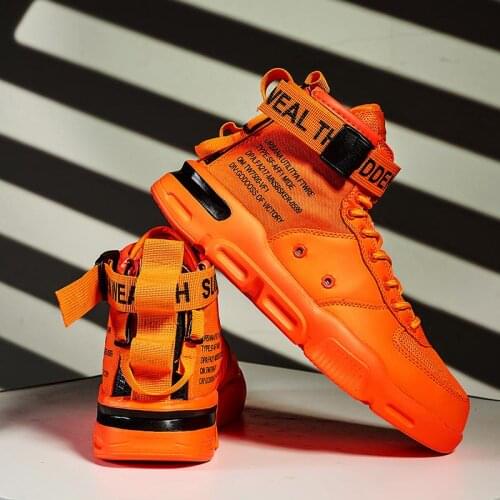 Plus Size High Top Summer Sports Shoes Men Sneakers Boy Sport Sneakers Men Running Shoes Breathable Orange Basket Temis GME-1584