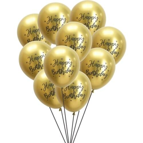 10pcs 12inch Metallic Happy Birthday Latex Balloons Adult Birthday Anniversary Party Balloons Baby Shower Decoration Supplies