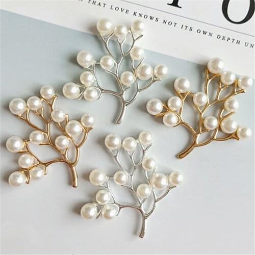 10 Pieces/Lot 45*46mm Imitation Pearl Metal Tree Branch Handmade Crafts DIY Jewelry Accessories