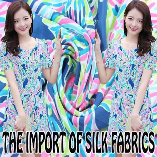 138 cm printed silk fabric for dress 16 mm crepe de chine silk fabric meter summer dress crepe fabric wholesale silk cloth