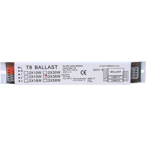 13MA 220-240V AC 2x36W Wide Voltage T8 Electronic Ballast Fluorescent Lamp Ballasts