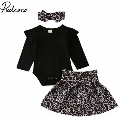 2019 Baby Spring Autumn Clothing Newborn Infant Kids Baby Girl Outfits Long Sleeve Bodysuit+Leopard Tutu Skirt Headband 3pcs Set