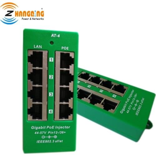 4 Port Gigabit PoE Patch Panel, Active PoE Injector For WiFi Access Point 802.3at Standard