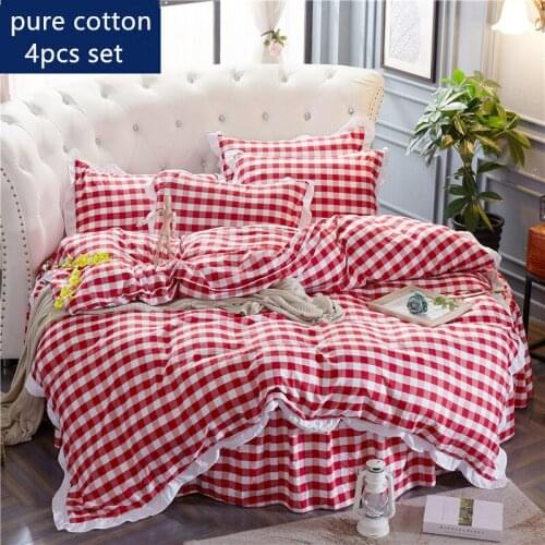 100% Pure Cotton Round Bed 4 Pcs Leopard Print Cartoon Stripe Lattice Pillowcase & Duvet Cover Fitted Sheet Sets 200cm 220cm