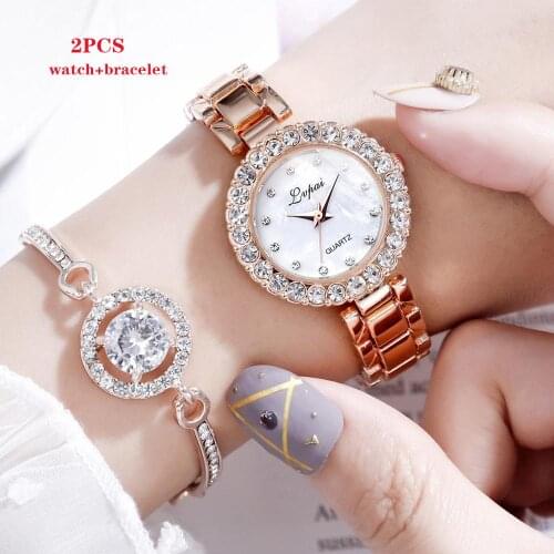New Brand Women Watches With Bracelets Set Fashion 2020 Ladies Wrist Watches Luxury Diamond Quartz Watch 2pcs Bangle Sets Clock