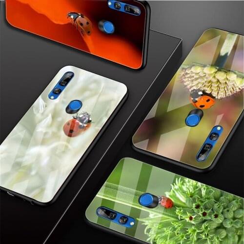 Four leaf ladybug daisy Tempered Glass Phone Case For Huawei honor 8X 9 10i 20i 20Lite 20Pro 30 Pro Cover Shell