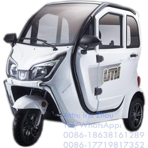 1500W Adult Electric Tricycle 3 Wheel Passenger Vehicle Enclosed Mobility Scooter Tuk Tuk Car With COC EEC