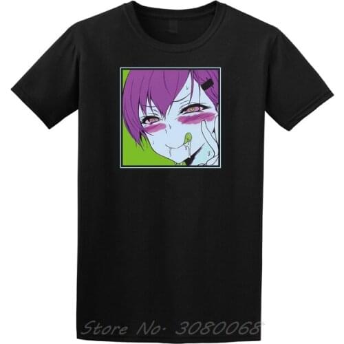New Summer Fashion Women/Men Ahegao Print Casual Cotton Soft T-Shirt Harajuku Black Top T-shirt Men Streetwear
