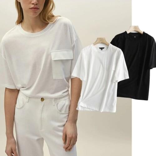 Jenny&Dave T Shirt Women England Style Fashion Pockets Loose O-neck Cotton Harajuku Tshirt Summer Camisetas Verano Mujer Tops