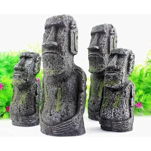Aquarium decoration fish tank decoration Easter Island Stone Figures Fish Tank Landscape Moai Stone Figures Moai