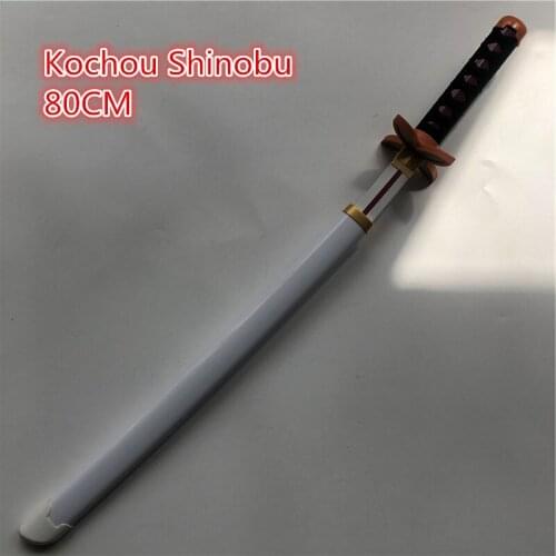 Kimetsu no Yaiba Sword Weapon Demon Slayer Kochou Kanae Cosplay Sword 1:1 Anime Ninja Knife wood toy 80cm