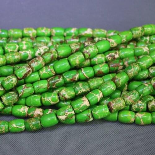 Kindgems Green Emperor Imperial Barrel Beads Gems Stone Beads Strand Diy For Jewelry Making Women Casket Neckalce Accessories
