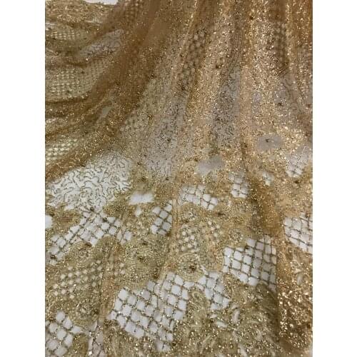 Top selling glued glitter sparkle african india mesh tulle fabric z-han62519 with beads for wedding/evening dress