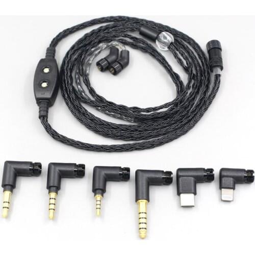 LN006957 16 Core Black OCC Awesome All In 1 Plug Earphone Cable For AKR03 Roxxane JH Audio JH24 Layla Angie
