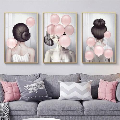 Small Fresh Girl Living Room Poster Home Decoration Nordic Ins Modern Minimalist Abstract Bedroom Bedside Printing Canvas Mural
