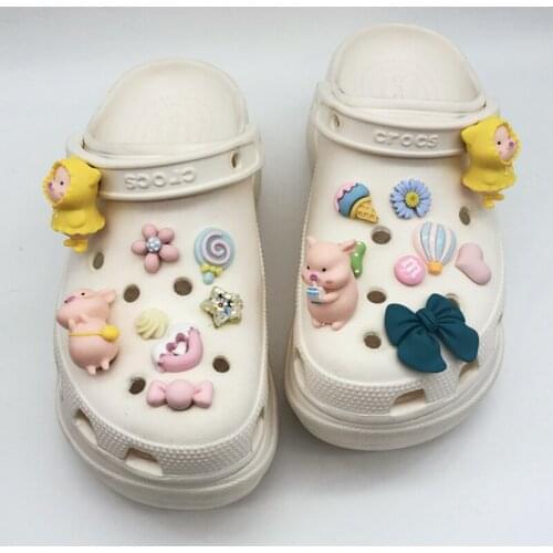 Cartoon piggy Croc Charms Designer DIY FCute bow ice cream Decaration for croc JIBZ Clogs Kids Boys women Christmas Girls Gift