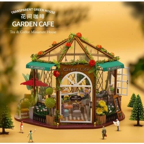 New Doll House Flower Room Coffee Hand-Assembled Model For Friends And Family Birthday Christmas Miniature Toy Gifts GD-001