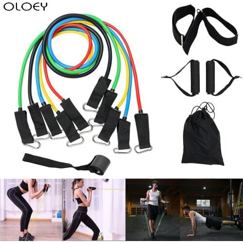 Resistance Bands Set Exercise Bands with Door Anchor Legs Ankle Straps for Resistance Training Physical Therapy Home Workouts