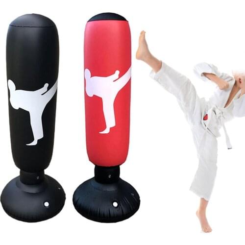 63 Inch Inflatable Boxing Bag Boxing Sack Pillar Tumbler Fight Column Punching Bag for Kids Adults Karate Taekwondo Fitness Tool
