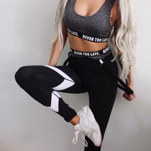 New Quick-drying Sporting Leggings Fashion Black White Patchwork Workout Fitness Leggings High Elastic Slim Tights Yoga Pants