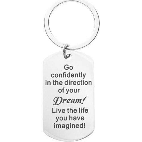 Oeinin Charms Key Chain Man Live The Life You Have Imagined Keychain Bags Lovers Letter Color Keyring Stainless Steel Pendant