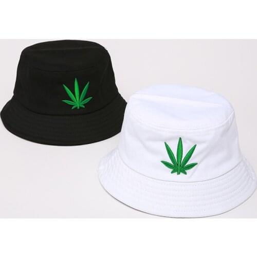 Men Women Maple Leaf Bucket Hat Hip Hop Fisherman Panama Hats Embroidery Cotton Outdoor Summer Casual Swag Bob Visor Bucket Cap
