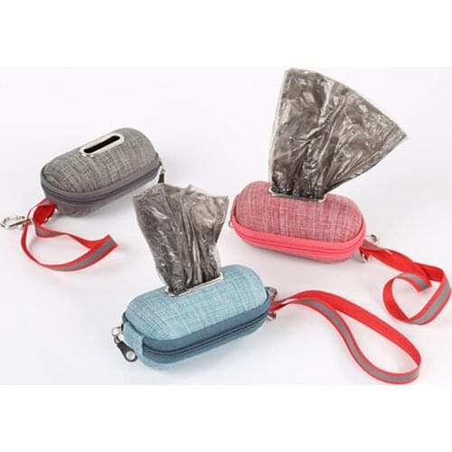Portable Pet Dog Poop Bag Dispenser with Rope Cleaning Waste Garbage Box Puppy Pick-Up Bags Holder Pouch Outdoor Supplies