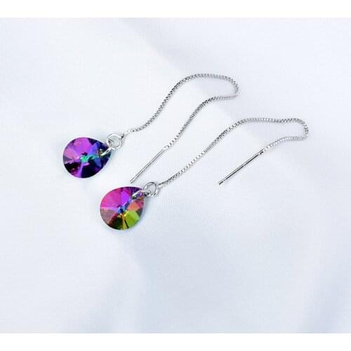 Simple Ear Line Women Long Crystal Water Drop Earrings Female Wedding Party Jewelry Fashion Accessories bijoux femme