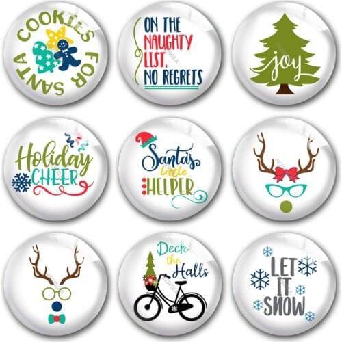 Handmade Christmas X-Mas Holiday Party Snow Round Photo Glass Cabochons Demo Flat Back DIY Jewelry Making Findings Accessory